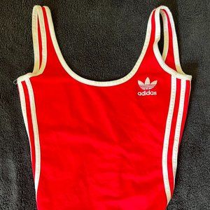 Adidas red and white tank top bodysuit Size Small